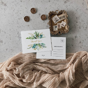 Carte Postale Or vintage et Merci d'eucalyptus vert