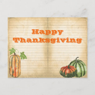 Carte Postale Orange Automne Citrouille Harvest Thanksgiving Sal