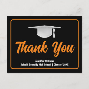 Carte Postale Orange Black Graduate Custom Merci