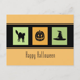 Carte postale Orange Black Happy Halloween