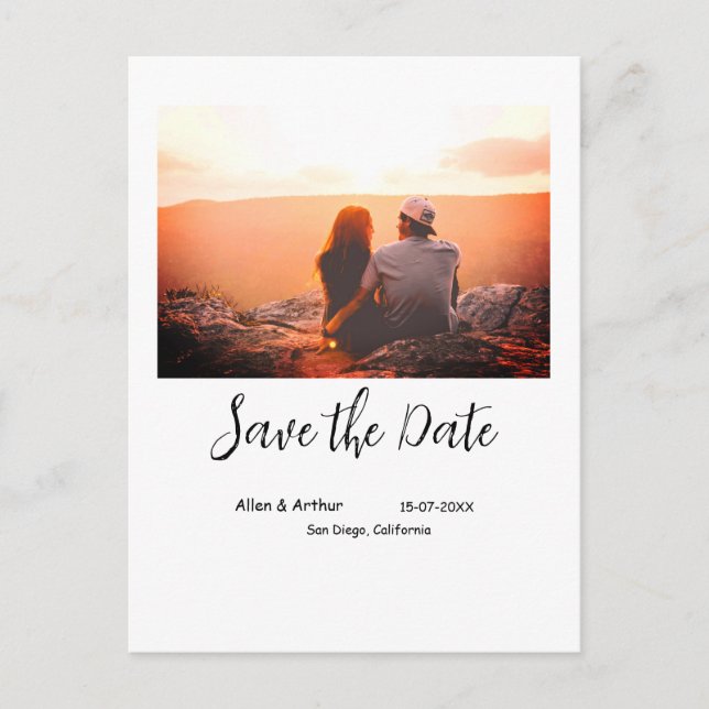 Carte Postale orange boho enregistrer la date QR ajouter le nom  (Devant)