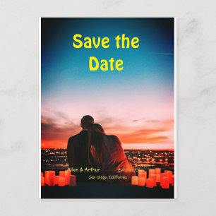 Carte Postale orange boho enregistrer la date QR ajouter le nom