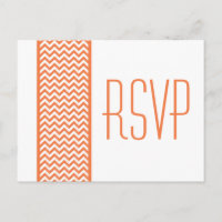 Carte postale Orange Chevron Border RSVP