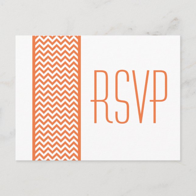 Carte postale Orange Chevron Border RSVP (Devant)