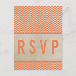 Carte postale Orange Chic Chevron RSVP