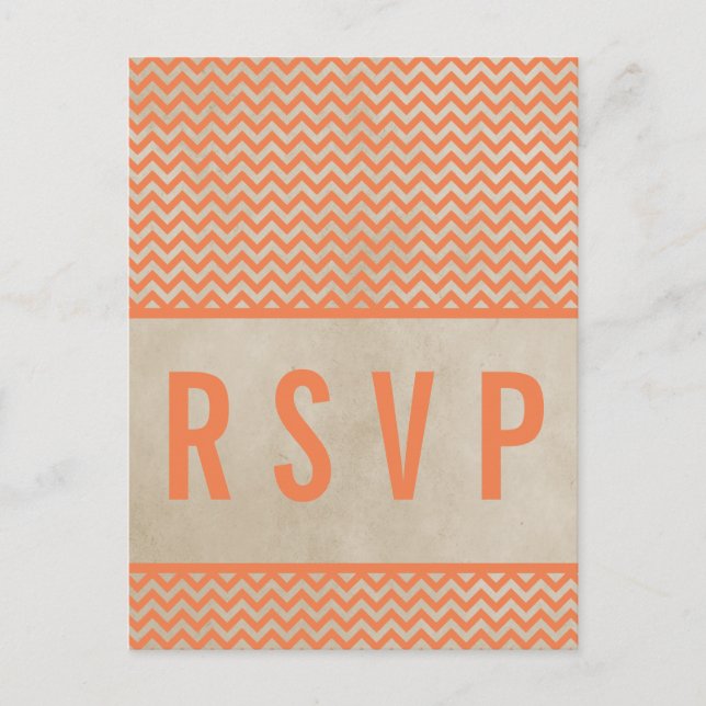 Carte postale Orange Chic Chevron RSVP (Devant)