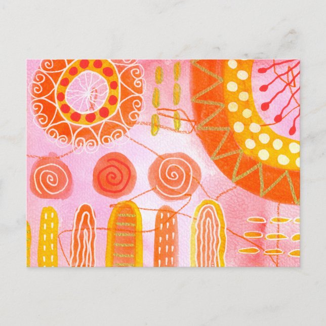 Carte Postale Orange Coral Abstract Postcard (Devant)