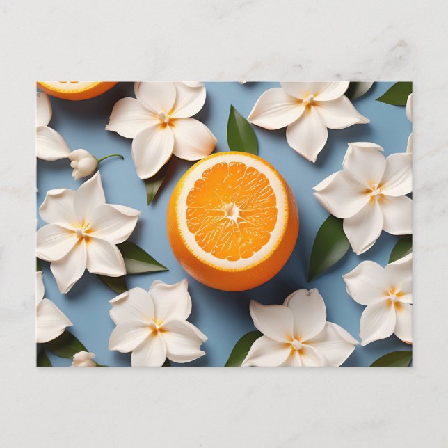 Carte Postale Orange d'agrumes Abstraits et fleurs (Devant)