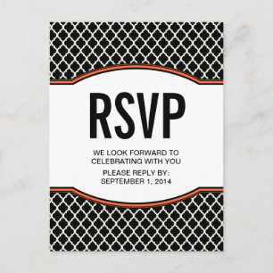 Carte postale Orange Elegant Quatrefoil RSVP