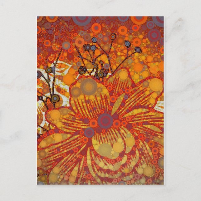 Carte Postale Orange et violet Floral moderne Pop Art (Devant)