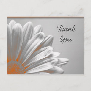 Carte Postale Orange Floral Faits saillants Merci