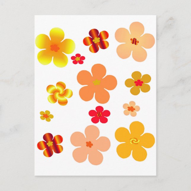Carte Postale Orange Floral Pop Art (Devant)