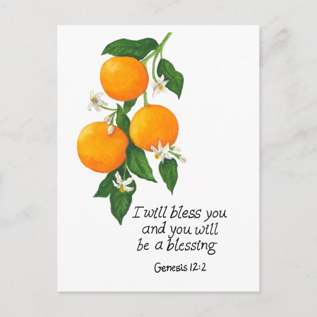 Carte Postale Orange Fruit Genèse 12:2 (Devant)