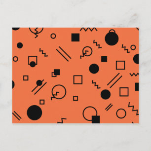 Carte Postale Orange, fun, trendy, geometric Memphis graphic