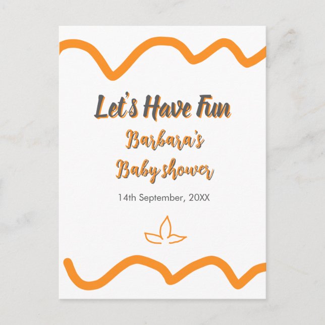 Carte Postale Orange gris rétro baby shower espagnol boho modern (Devant)