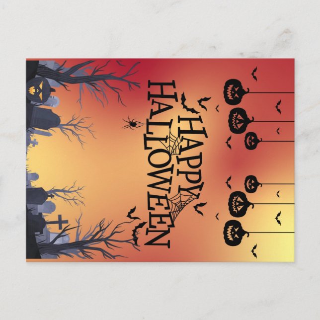 Carte Postale Orange Halloween (Devant)