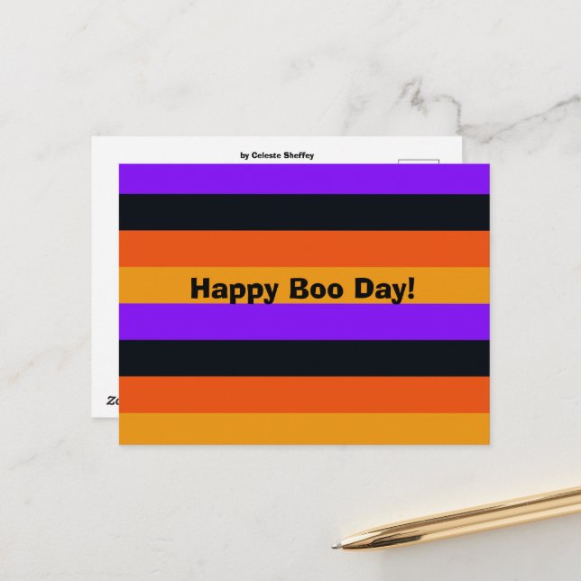 Carte Postale Orange, Jaune, Violet et Grandes Noires (Devant/Arrière en situation)