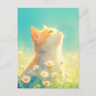 Carte Postale Orange Kitten in White Daisy Meadow