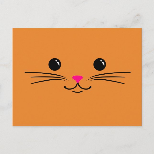 Carte Postale Orange Kitty Chat Cute Visage animal Design (Devant)