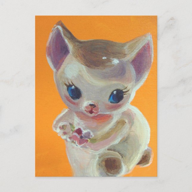 Carte Postale Orange Kitty Neko (Devant)