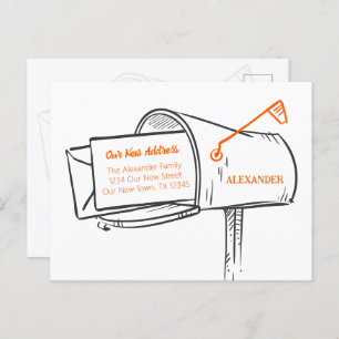 Carte Postale Orange Nous avons Déplacé la boîte aux lettres en 