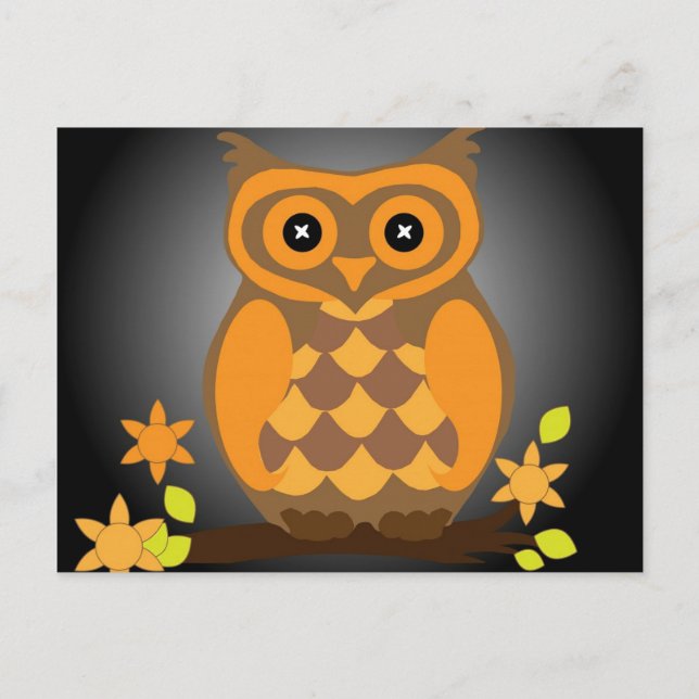 Carte postale Orange Owl automne (Devant)