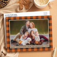 Orange Plaid Kraft Family Photo Bon thanksgiving