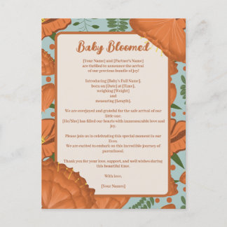 Carte Postale Orange Poppy Baby Bloomed| Thème du jardin de prin