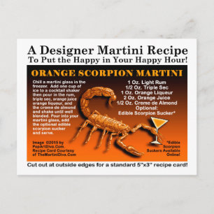 Carte postale Orange Scorpion Halloween Martini Re