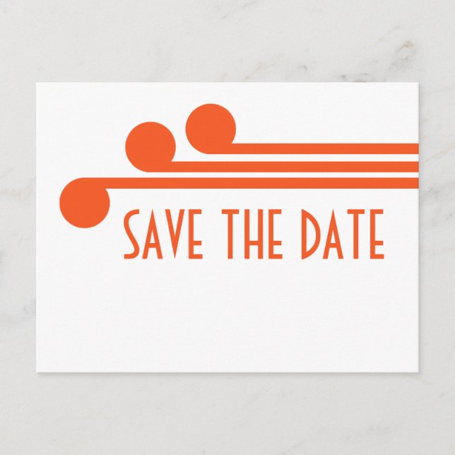 Carte postale Orange Simple Deco Chic Save the Dat (Devant)