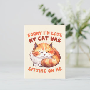 Carte Postale Orange Tabby Chat - Désolé, je suis en retard
