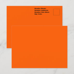 Carte Postale Orange Vrai Uni Couleur Vive