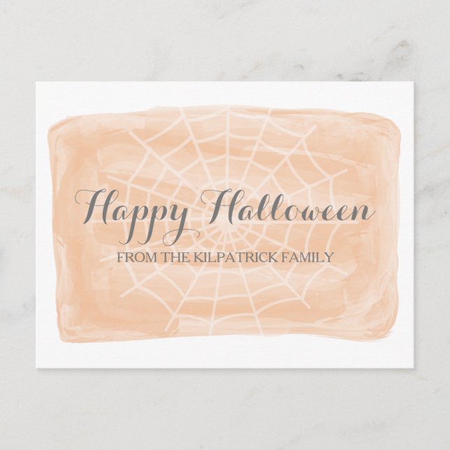 Carte postale Orange Watercolor Spider Web Hallowe (Devant)