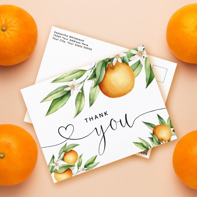 Carte Postale Oranges Branche Main Lettrée Merci (Créateur téléchargé)
