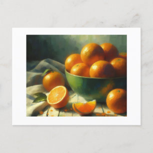 Carte Postale Oranges dans le bol vert toujours vie,
