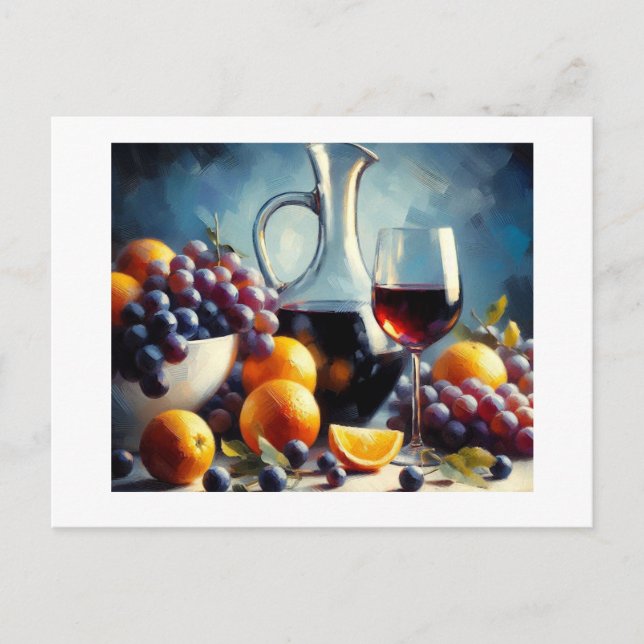 Carte Postale Oranges de raisins de vin, (Devant)