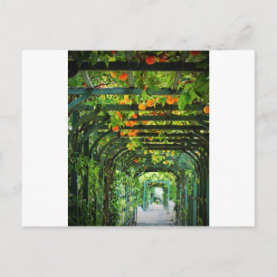 Carte Postale Oranges et citrons jaunes sur treillis vert