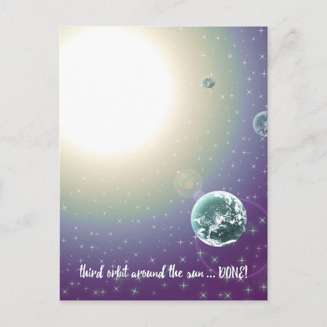 Carte Postale Orbite autour du soleil pour le 3e anniversaire (Devant)