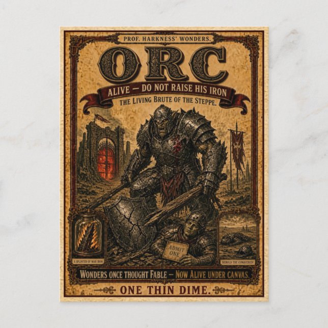 Carte Postale Orc, Monstre de Cirque Vintage (Devant)
