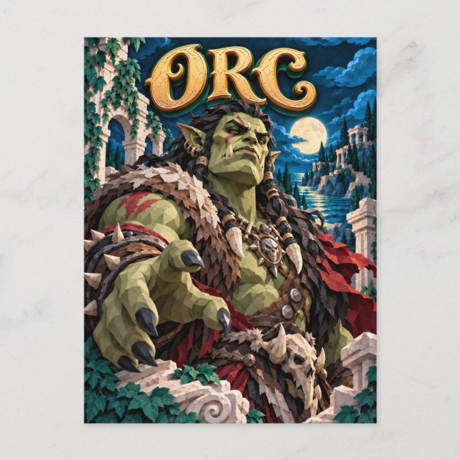 Carte Postale Orc, Monstre de Papier Découpé (Devant)