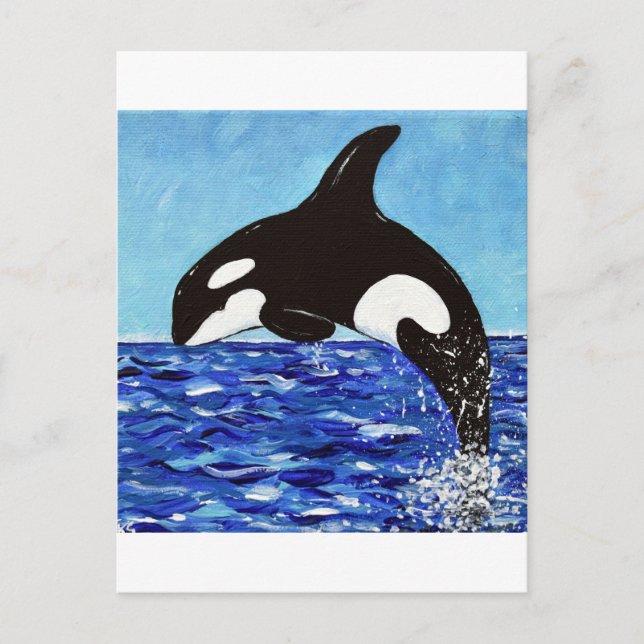 Carte Postale Orca dans la peinture bleue (Devant)