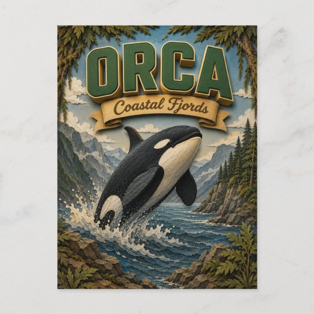 Carte Postale Orca Fjords côtiers POPCUT (Devant)