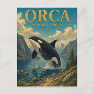 Carte Postale Orca Fjords du Nord aquarelle GeoSaga