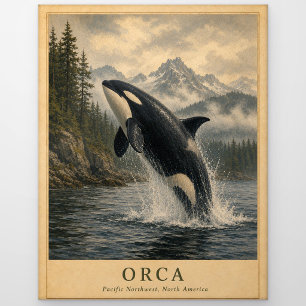 Carte Postale Orca Pacifique Nord-Ouest VINTAGE