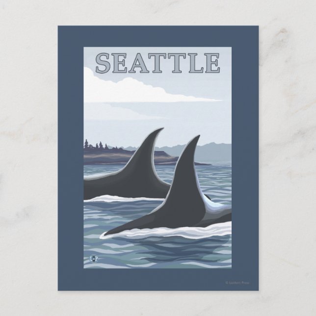 Carte Postale Orca Whales #1 - Seattle, Washington (Devant)