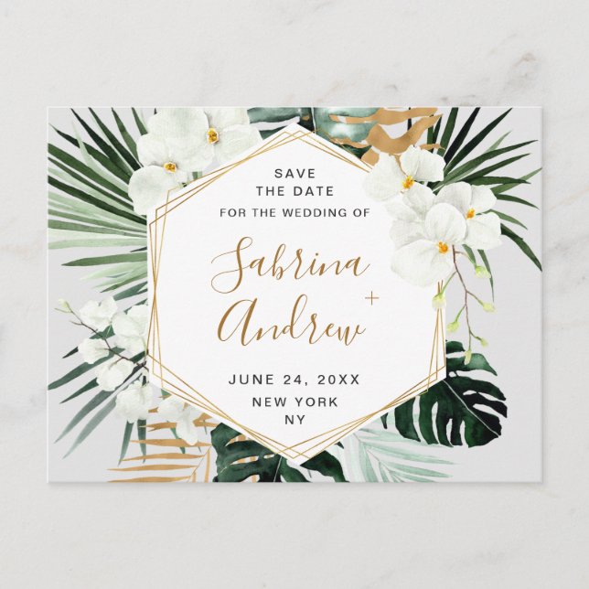 Carte Postale Orchid Bohemian Greenery Mariage Enregistrer La Da (Devant)
