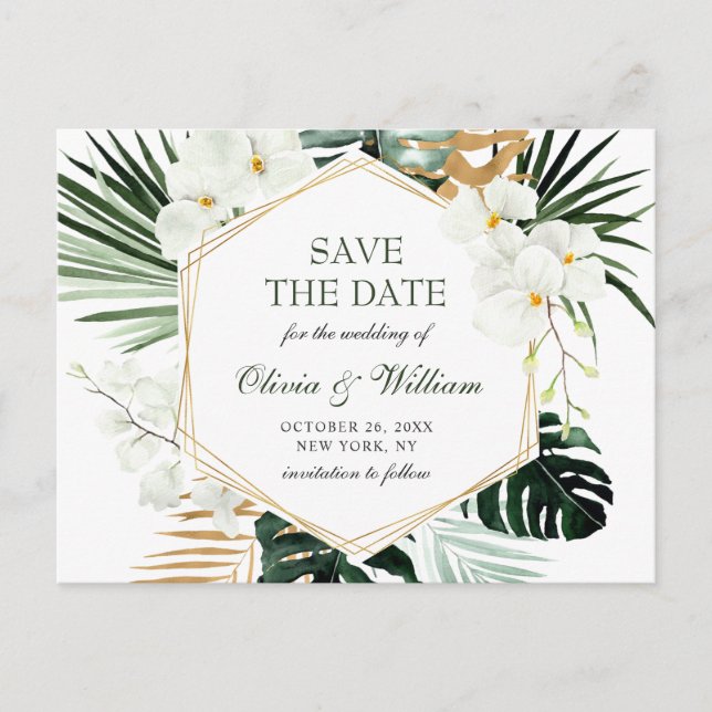 Carte Postale Orchid Bohemian Greenery Mariage Enregistrer La Da (Devant)
