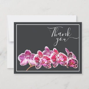 Carte Postale Orchidée aux Veines Rouges sur Fond Gris Merci