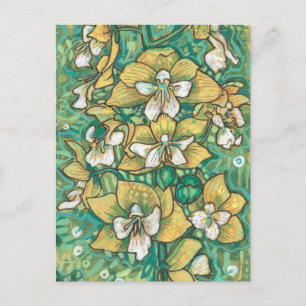 Carte Postale Orchidée Jaune Fleurs tropicales Art de peinture f