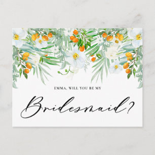 Carte Postale Orchidées blanches et kumquats serez-vous ma demoi